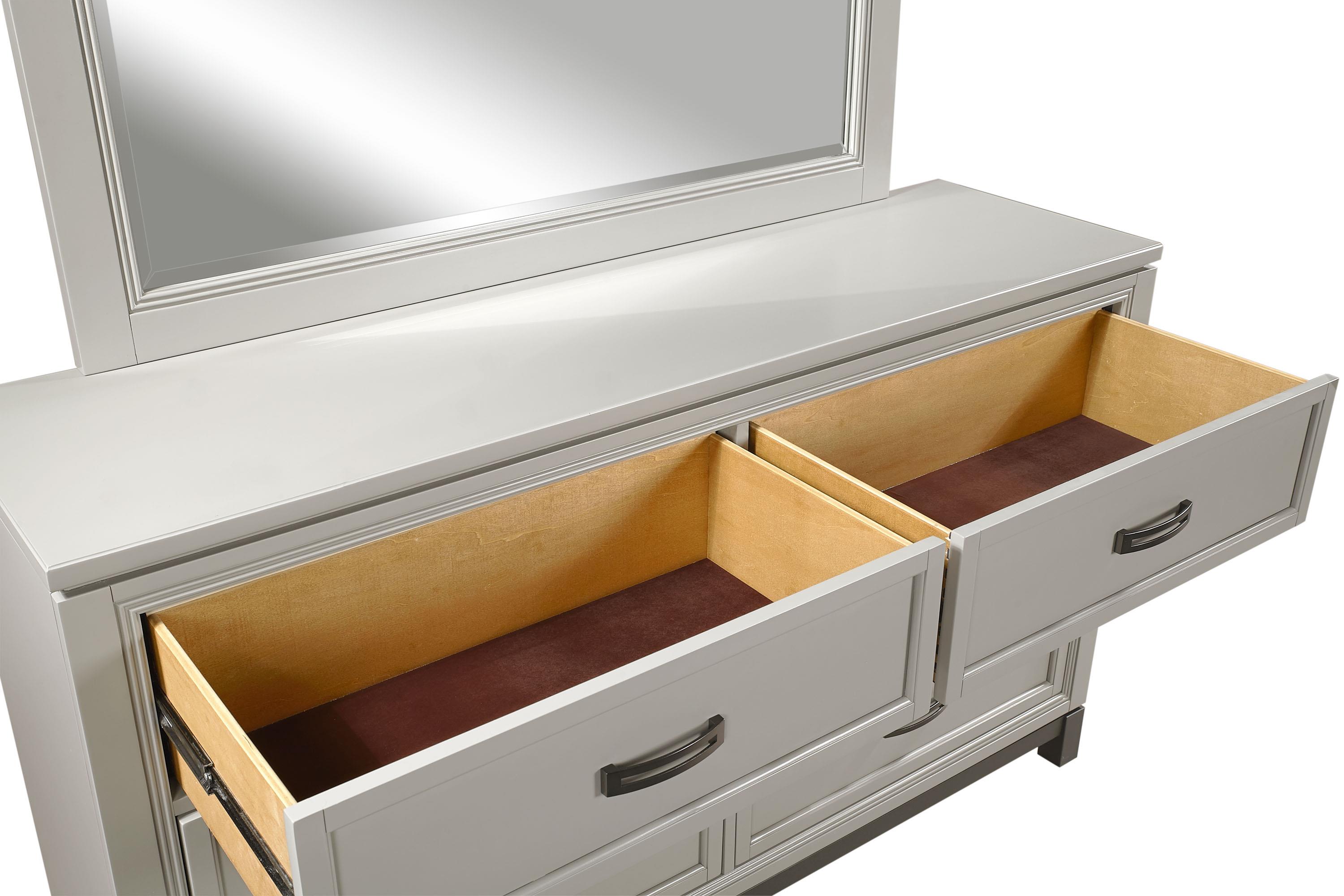 Aspenhome Hyde Park 6 Dovetail Drawer Dresser and Mirror Belfort